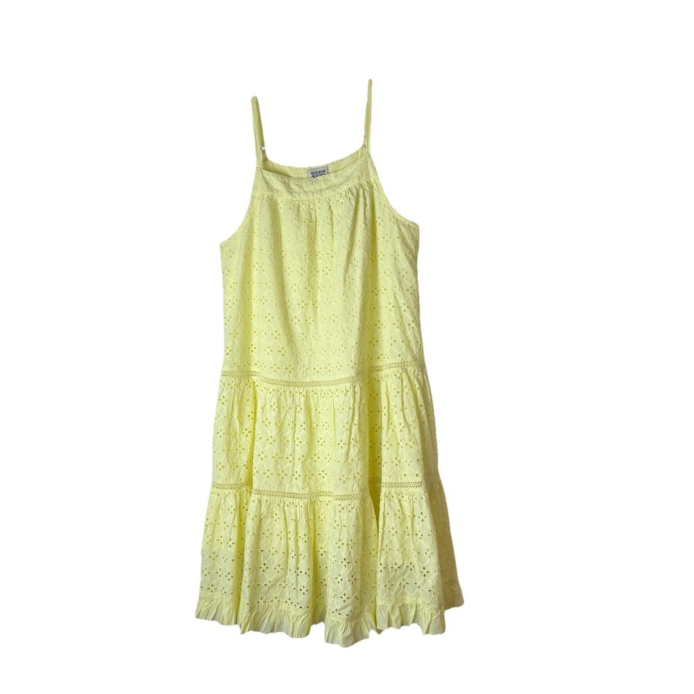 Scotch And Soda Butter Yellow Eyelet SunDress Sz 12 READ‎